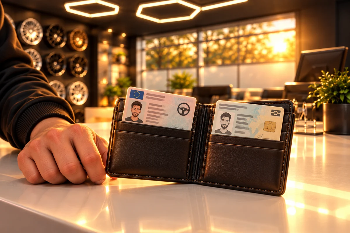 Geldbeutel mit Führerschein und Ausweisdokument